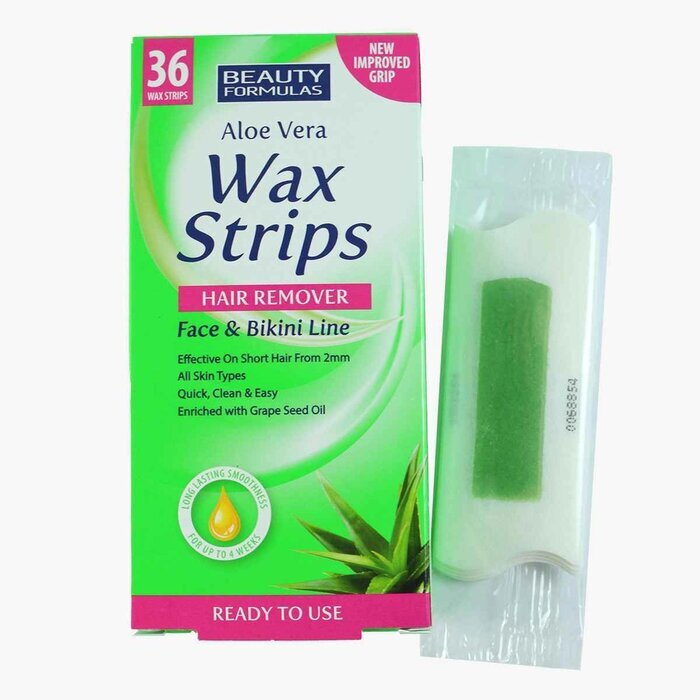 Beauty Formulas Aloe Vera Wax Strips Line Hair Remover Face & Bikini 36pcs(18x2sides