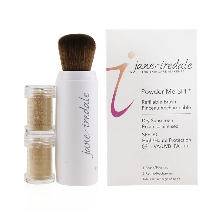 Jane Iredale Powder Me Refillable Brush (1x Brush, 2x Refills) - Golden 2x2.5g/0.09oz