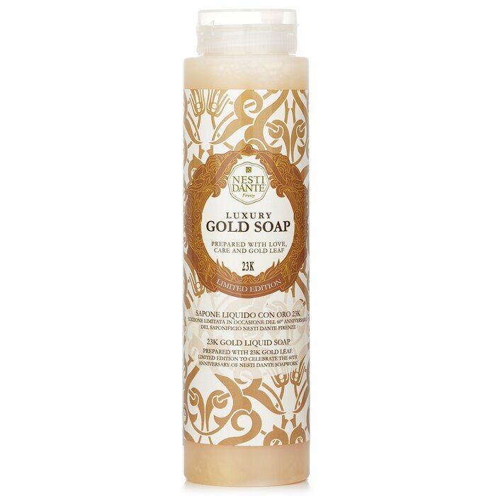 Nesti Dante 60 Anniversary Luxury Gold Soap With Gold Leaf - 23K Gold Liquid Soap (Limited Edition) 300ml/10.2oz