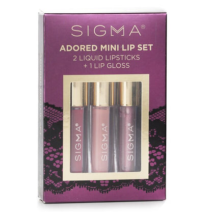 Sigma Beauty Adored Mini Lip Set (2x Liquid Lipstick + 1x Lip Gloss) 3pcs