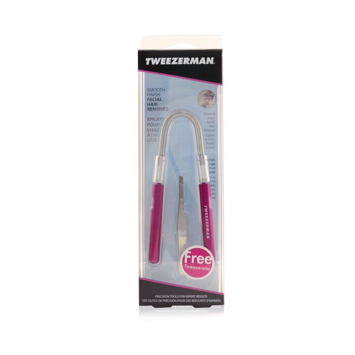 Tweezerman Smooth Finish Facial Hair Remover - Pink (With Stainless Slant Tweezerette) 2pcs