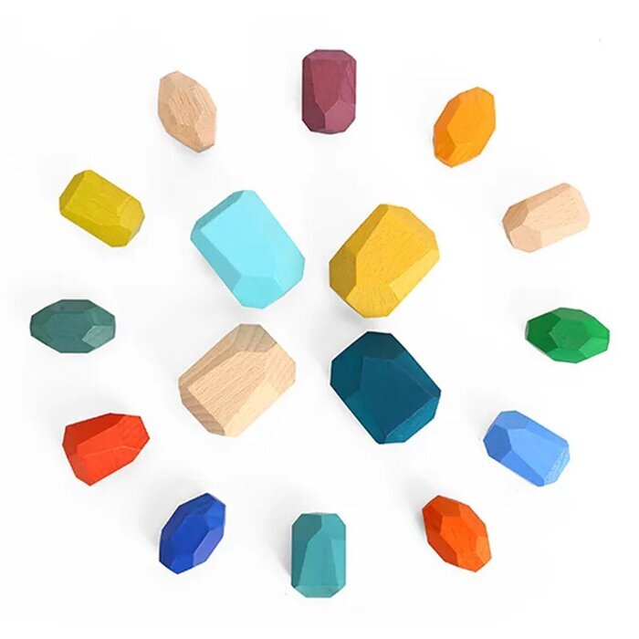 Tooky Toy Co Wooden Stacking Stones - 16 pcs 18x14x5cm