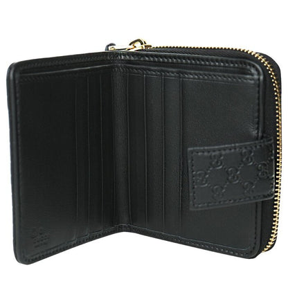 Micro GG Guccissima Leather Small Bifold Wallet 449395 Black