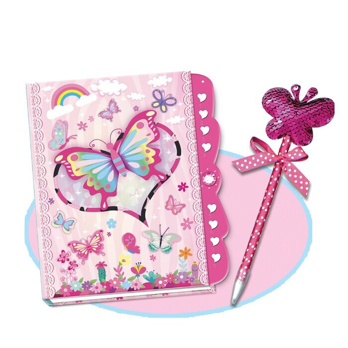 Tokidas Secret Lock Journal & Pom Pom Pen Set - Butterfly 21x24x4cm