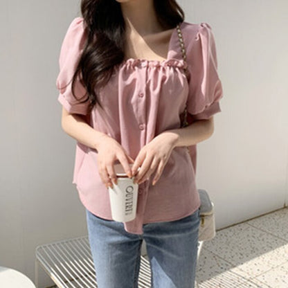 Trendywhere Square Neck Puff Sleeve Blouse Free (XS-M)