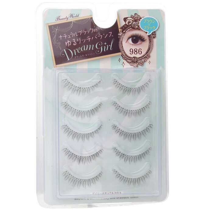 Beauty World Dream Girl Nylon Eyelash - # 986 Black and Brown 5pairs