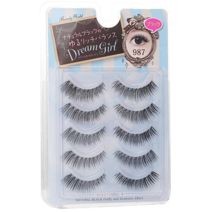 Beauty World Dream Girl Nylon Eyelash - # 987 Natural Black 5pairs