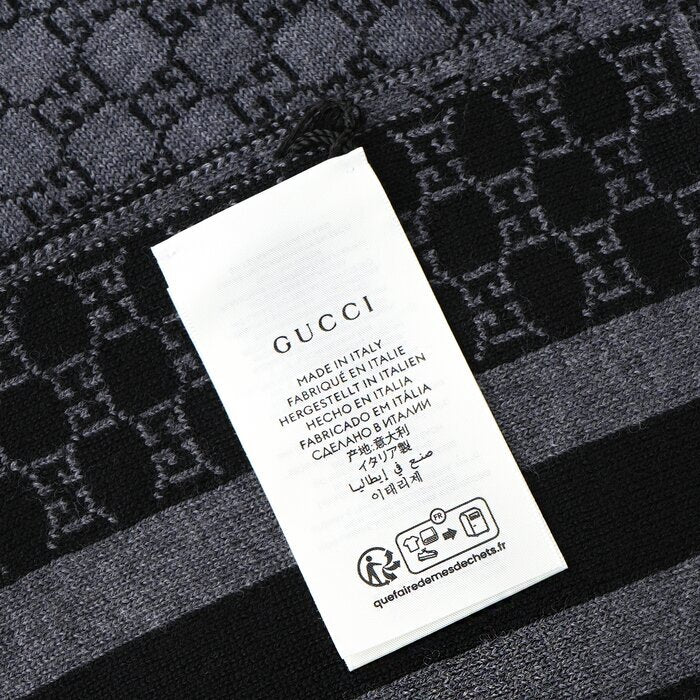 Wool Web Stripe GG Guccissima Scarf 438253 Black