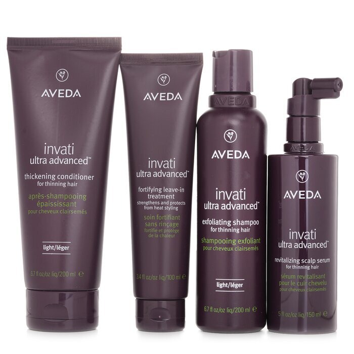 Aveda Invati Ultra Advanced 4 Step Light System Set: Light Shampoo 200ml+Light Conditioner 200ml+Serum 150ml+Treatment 100ml 4pcs