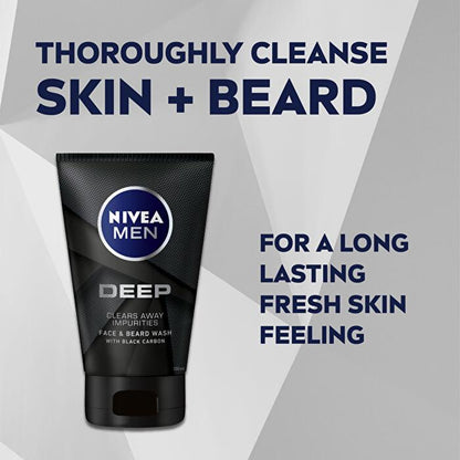 Nivea Men Face And Beard Wash Deep 100ml/3.4oz